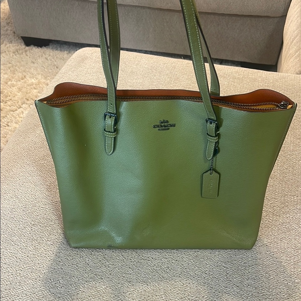 Coach Green Leather Tote Bag